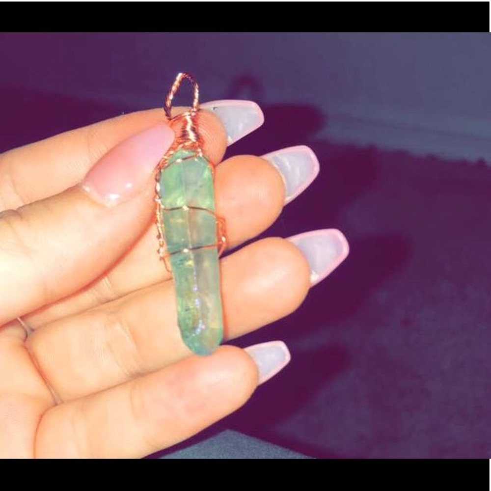 Wire wrapped crystal pendant